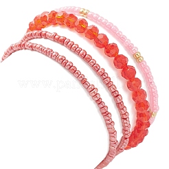 Set di braccialetti con ciondoli in lega di smalto e policotone (cotone poliestere) 4 pz 4 stile malocchio San Valentino&nbsp;BJEW-JB09618-03