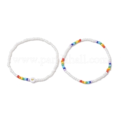 Ensemble de bracelets extensibles en perles de verre&nbsp;BJEW-JB10530-01