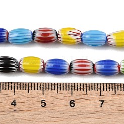 Fili di perline ovali in vetro millefiori fatte a mano&nbsp;LK-Z001-02A-07