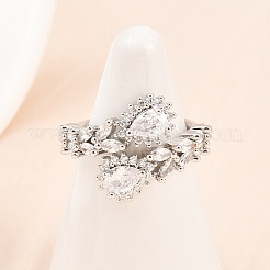 Anelli per polsini da donna in ottone con micro pavé di zirconi cubici&nbsp;RJEW-Z113-48P