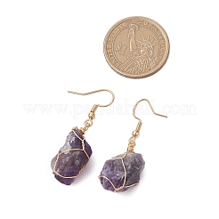 Orecchini pendenti in ametista naturale e acciaio inossidabile 304 per donna&nbsp;EJEW-JE06237-01