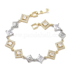 Pulseras de cadena de eslabones de circonita cúbica transparente con micropavé de latón para mujer&nbsp;BJEW-C156-06C-PG