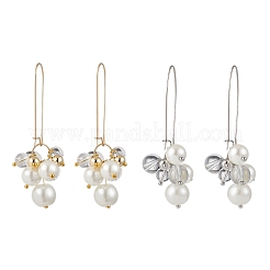 2 paio di orecchini a cerchio in ottone con perle finte&nbsp;EJEW-JE06480