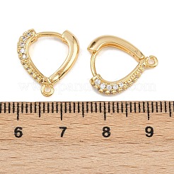 Reperti per orecchini a cerchio in zircone chiaro con micro pavé di ottone&nbsp;KK-A274-01G