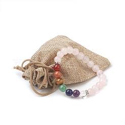 Bracelets extensibles avec perles en quartz rose naturel&nbsp;BJEW-JB03846-02