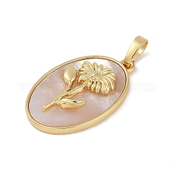 Pendentifs ovales en laiton plaqué en rack&nbsp;KK-U032-92G-05