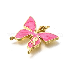Oktober Brustkrebs rosa Bewusstseinsband Messing Emaille Anhänger&nbsp;LS-KK-S517-04B-G