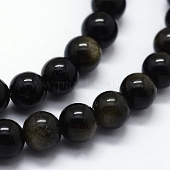 Natürliche goldenen Glanz Obsidian Perlen Stränge&nbsp;G-I199-14-8mm