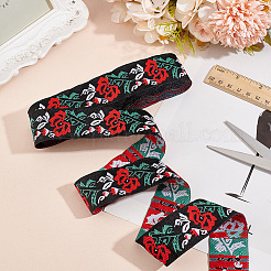 Rubans de broderie de fleurs en polyester ethnique&nbsp;OCOR-WH0092-16A