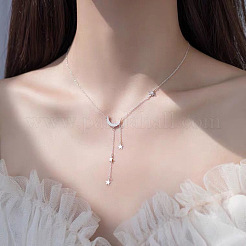 Mondanhänger aus Legierung mit Kristall-Strass und Sternquasten-Halsketten für Damen&nbsp;FS-WGD2029-01
