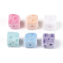 Perles cubiques opaques en acrylique floquées&nbsp;OACR-T030-08M