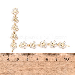 Ciondoli a forma di fiore in ottone con pavé di zirconi cubici&nbsp;CU-H003-03G