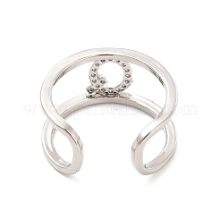 Bague de manchette ouverte avec lettre initiale en zircone cubique transparente&nbsp;RJEW-A012-01P-Q