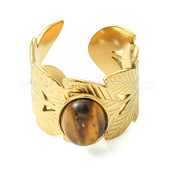 Offene Manschettenringe aus natürlichem Karneol/schwarzem Achat/Tigerauge/Lapislazuli/Moosachat&nbsp;RJEW-JR01079-04