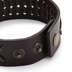 Bracelet cordon tressé cuir vachette vintage pour homme&nbsp;BJEW-A039-02B