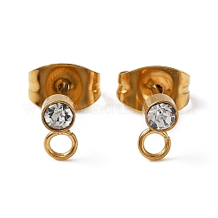 Boucles d'oreilles à tige en acier inoxydable 304&nbsp;LS-STAS-WH0029-44A-G