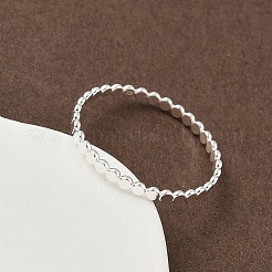 925 Sterlingsilber-Fingerring mit flachen Perlen für Damen&nbsp;RJEW-NH0002-01C-S
