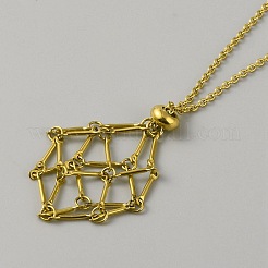 304 in acciaio inossidabile intrecciato catena di regolazione sacchetto macramè porta pietre vuoto per collane con ciondolo&nbsp;NJEW-WH0025-01B-G