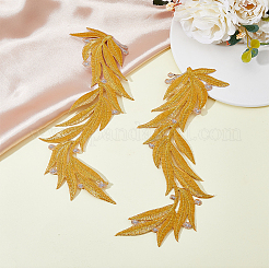 2 Paar 2 Farben Polyester Metallicfaden Stickerei Blatt Applikationen&nbsp;DIY-FH0005-82