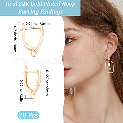 20 pièce de support de boucle d'oreille créole en laiton écologique plaqué&nbsp;KK-BBC0027-50G
