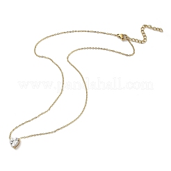 Colliers avec pendentif en forme de cœur en acier inoxydable 304 et cristal de zircone cubique pour femmes&nbsp;NJEW-Z064-03G