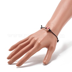 Bracciale con cordino regolabile con perline smaltate acriliche a cuore per ragazze adolescenti&nbsp;BJEW-JB07049