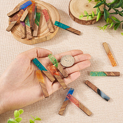 20pcs 10 estilos de resina transparente y colgantes grandes de madera de nogal&nbsp;RESI-TA0001-59