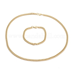 Ionenbeschichtung (IP) 304 Edelstahl Cuban Link Kette Armbänder & Halsketten Schmuck-Sets&nbsp;SJEW-B019-03A-G