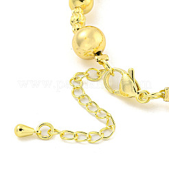 Bracelets de perles en laiton ronds et rainurés pour femmes&nbsp;BJEW-P322-17G