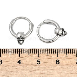 Orecchini a cerchio in acciaio chirurgico inossidabile 316 a forma di teschio&nbsp;EJEW-G416-41A-AS