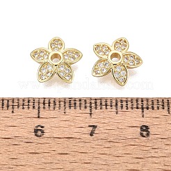 Messing Micro Pave klare Zirkonia Perlenkappen&nbsp;KK-Q071-05G-02