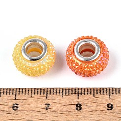 Perles européennes en résine strass à gros trous&nbsp;OPDL-T003-01A
