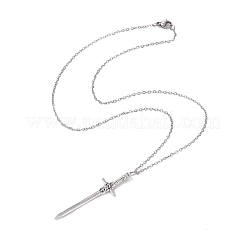 Collier pendentif épée en alliage avec chaînes en acier inoxydable 304&nbsp;NJEW-JN04474
