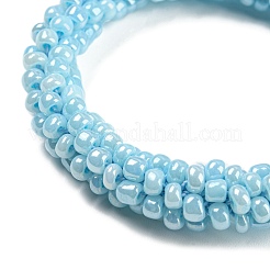 Braccialetto elastico intrecciato con perline di vetro all'uncinetto&nbsp;BJEW-K232-01G