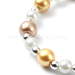 Bracciale elasticizzato con perline rotonde in ematite sintetica e perle di vetro con ciondolo scoiattolo in lega smaltata&nbsp;BJEW-JB09434
