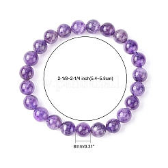 Natürliches Amethyst-Stretcharmband mit runden Perlen&nbsp;X-BJEW-F293-04A