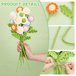 Handgemachte Häkelgarn-Blumenornamente mit Eisendraht&nbsp;AJEW-GA0008-98