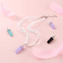3pcs 3 couleurs pendentifs pointus en verre de jade imitation&nbsp;GLAA-FS0001-04