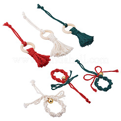 2 Sätze 2 Stil Thema Weihnachten Baumwolle Weben Anhänger Dekorationen Sets&nbsp;HJEW-CF0001-11