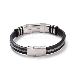 Bracciale da uomo in cordino di silicone&nbsp;BJEW-M206-02BP