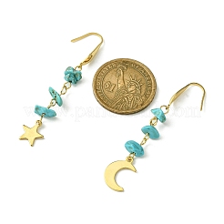 4 par de pendientes colgantes de acero inoxidable 304 con diseño de luna y estrella (4 estilos)&nbsp;EJEW-TA00284