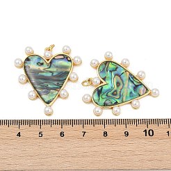 Messing-Anhänger mit natürlichem Paua-Muschelbesatz&nbsp;KK-U058-25G-01