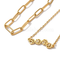 Catene a graffetta in acciaio inossidabile 304 e set di bracciali a catena a maglie&nbsp;AJEW-U005-05C-G