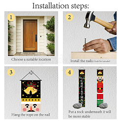 Cartello natalizio in poliestere appeso per decorazioni di benvenuto sul portico della porta d'ingresso dell'home office&nbsp;HJEW-WH0011-20A