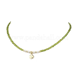 Collier pour femme avec pendentif trèfle en laiton et perles de verre&nbsp;NJEW-JN05642