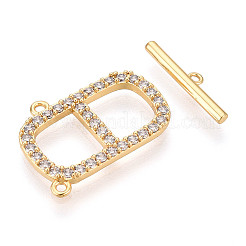 Messing Micro Pave klare Zirkonia Knebelverschlüsse&nbsp;KK-N254-74G