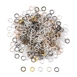 Anneaux de saut ouverts anneaux de saut en fer, couleur mixte, 6x0.7mm, 21 jauge, diamètre intérieur: 5 mm, environ 5500 pcs/500 g
