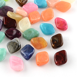 Perles acryliques losanges imitation pierre précieuse, couleur mixte, 20~21x16x8.5mm, Trou: 2mm