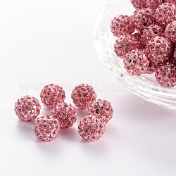 Polymer Ton Strass Perlen, Klasse A, Runde, pp 15, Lichtrosen, 10 mm, Bohrung: 1.8~2 mm, 6 Reihe Strass, pp15 (2.1~2.2 mm)