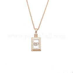 Ожерелье с подвеской из кубического циркония прямоугольной формы 925 из стерлингового серебра с микропаве для девочек и женщин, прозрачные, розовое золото 